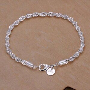 *NEW 925 Sterling Silver Braided Chain Bracelet